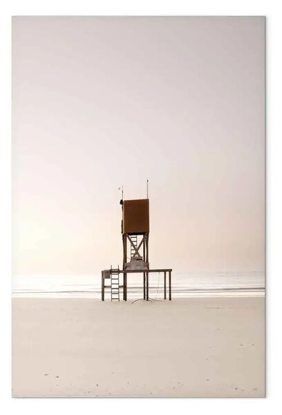 Quadro su tela Alba sulla spiaggia - paesaggio balneare sulla spiaggia con il mare in lontananza