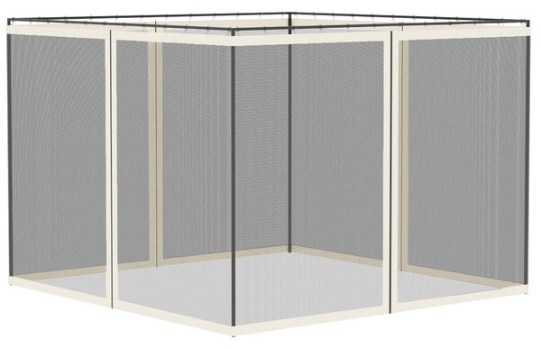 Outsunny Zanzariere per gazebo da giardino 3 x 3 m - set da 4 zanzariere con zip + ganci di fissaggio - poliestere nylon | Aosom Italy