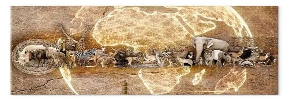 Quadro Ricchezza d'Africa stretto - animali astratti rappresentati
