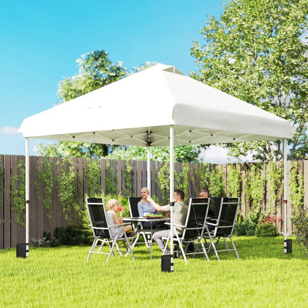 Outsunny Gazebo da giardino esterno 3x3 m, gazebo pieghevole pop-up, ruote, protezione solare UPF50+, altezza regolabile, bianco | Aosom Italy