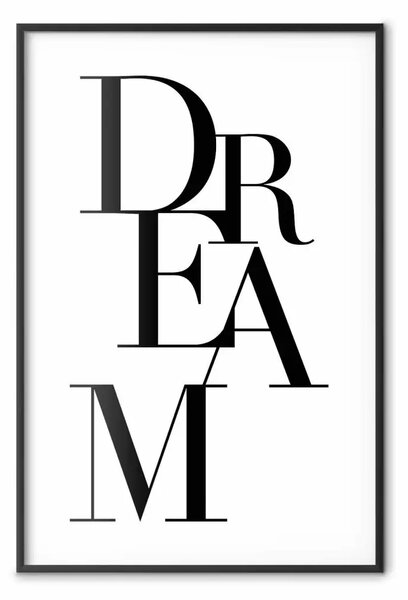 Poster: Sogno nero - scritte nere in inglese su sfondo bianco uniforme
