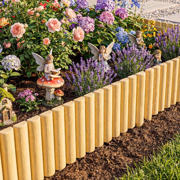 Outsunny Recinzione da giardino in legno Pannello decorativo resistente e facile da installare per cortile prato sentiero 176x38 cm naturale | Aosom Italy