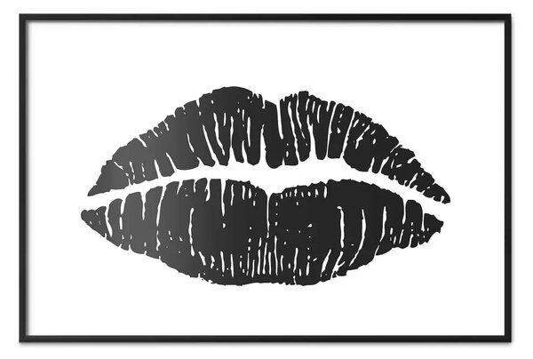 Poster: Impronta di rossetto - impronta di labbra femminili nere