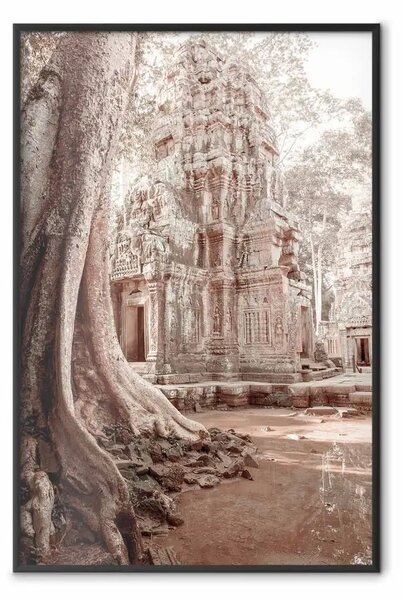 Poster: Rovine di Angkor - paesaggio di architettura e natura nei toni marroni
