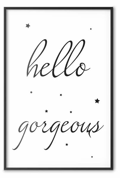 Poster: Ciao splendore - scritte nere in inglese con stelle su sfondo bianco