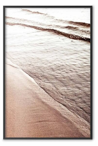 Poster: Ritmo di settembre - paesaggio di spiaggia con onde seppia