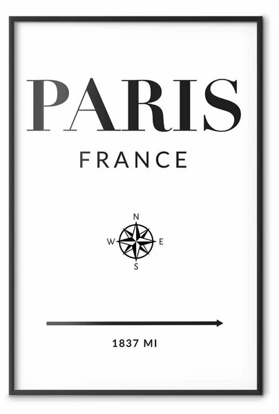 Poster: Direzione Parigi - scritta nera "Parigi" in inglese