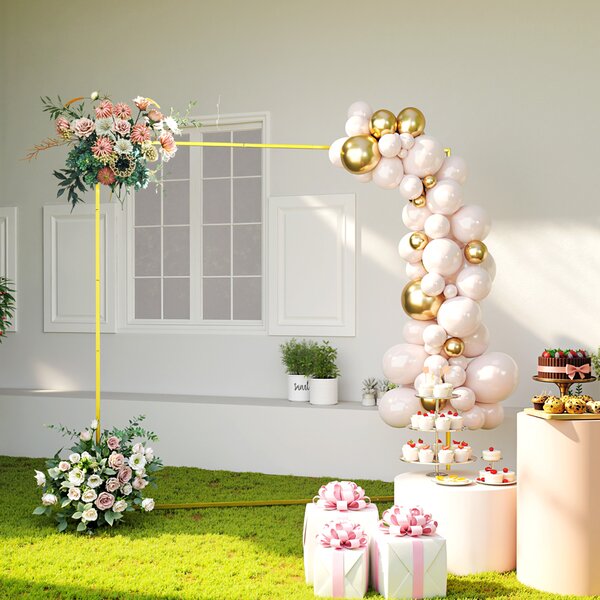 Outsunny Support per arco di sfondo in metallo dorato per matrimonio, 2 m, arco da giardino, matrimonio, arco per palloncini e fiori | Aosom Italy