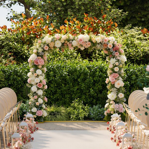Outsunny Support per arco di sfondo in metallo dorato per matrimonio, 2 m, arco da giardino, matrimonio, arco per palloncini e fiori | Aosom Italy