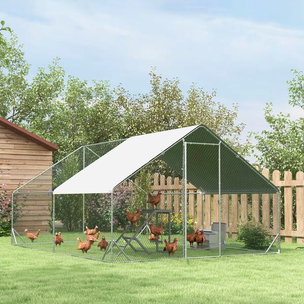 PawHut Posatoio in legno per gallina, area giochi in legno per galline con altalena, scala, piattaforma, 96 x 40 x 71 cm, grigio | Aosom Italy