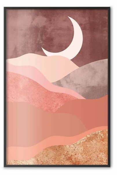 Poster: Paesaggio terracotta - paesaggio montano astratto con sfondo lunare
