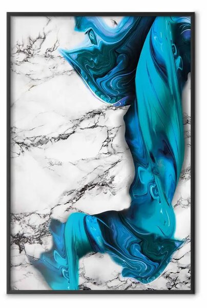 Poster: Forte attrazione - modello blu e astratto su sfondo marmoreo