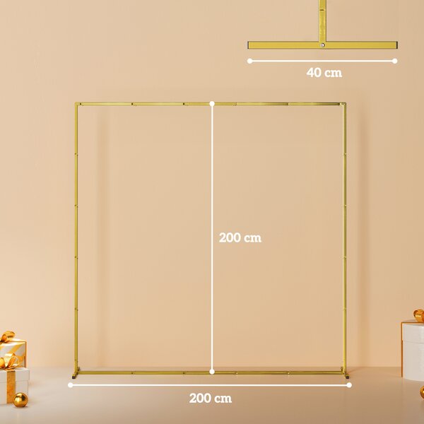 Outsunny Support per arco di sfondo in metallo dorato per matrimonio, 2 m, arco da giardino, matrimonio, arco per palloncini e fiori | Aosom Italy