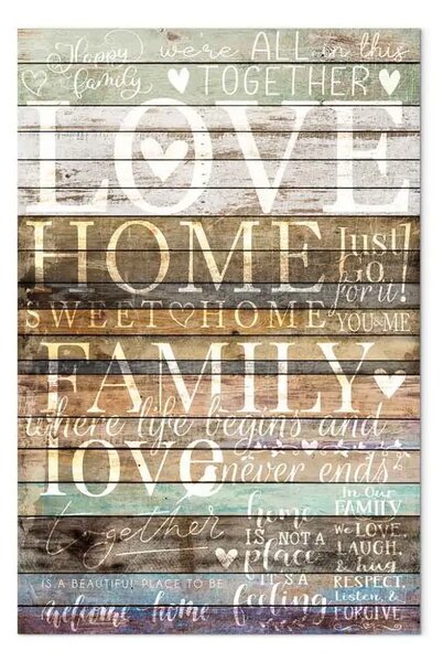Quadro moderno Motto Familiare verticale - Legno con scritte in inglese