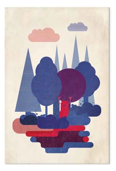 Quadro su tela Folletti del bosco - alberi astratti