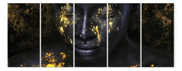 Quadro Immersa nell'Oro (quintetto) stretto - Volto femminile glamour