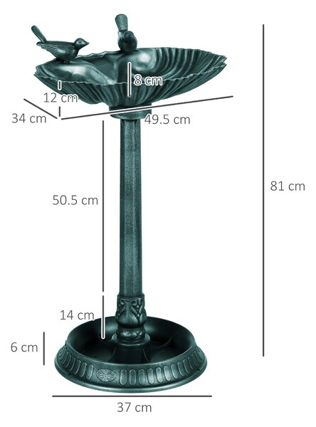 Outsunny Bagno per uccelli abbeveratoio antico 81 cm con base fioriera, mangiatoia e vasca per uccelli su piedistallo, bronzo verde | Aosom Italy