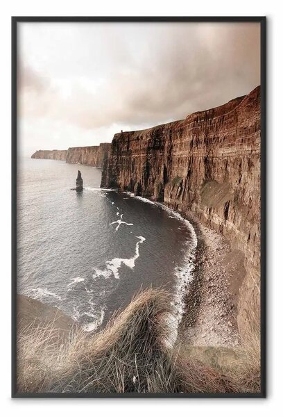 Poster: Scogli solitari - mare con enormi scogli su sfondo chiaro