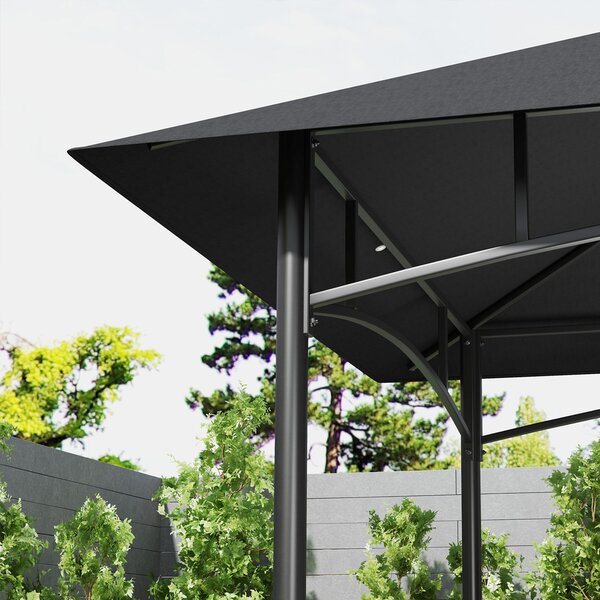Outsunny Tettoia da barbecue tettuccio per giardino gancio a soffitto ripiani cestini 240 x 150 x 257 cm grigio scuro | Aosom Italy
