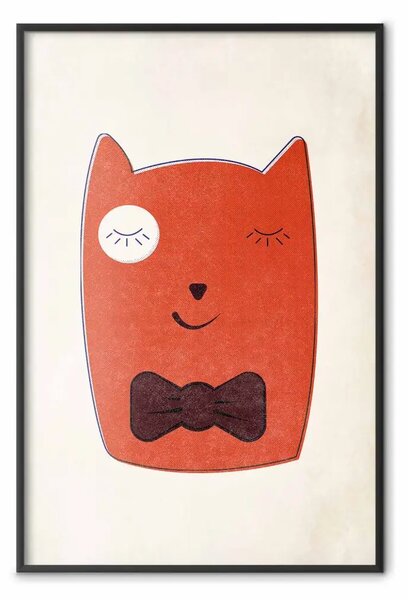 Poster: Piccolo elegante - astratta figura di un gatto con fiocco