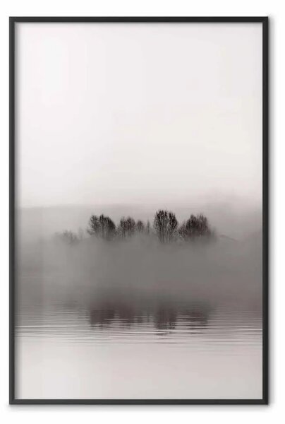 Poster: Isola delle nebbie - lago con isola avvolta dalla nebbia