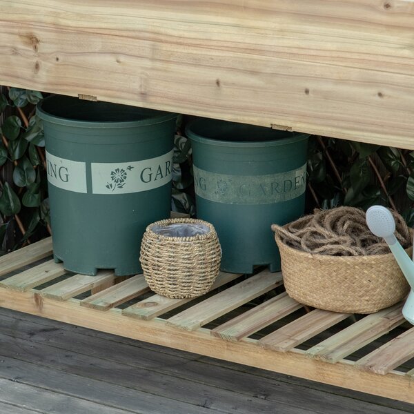 Outsunny Fioriera rialzata con Ripiano di Stoccaggio in Legno, Aiuola quadrata su piedi rialzata, 113 x 56 x 84 cm, verde | Aosom Italy