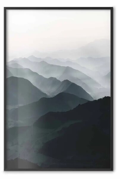 Poster: Creste parallele - paesaggio montano scuro su sfondo di luce chiara