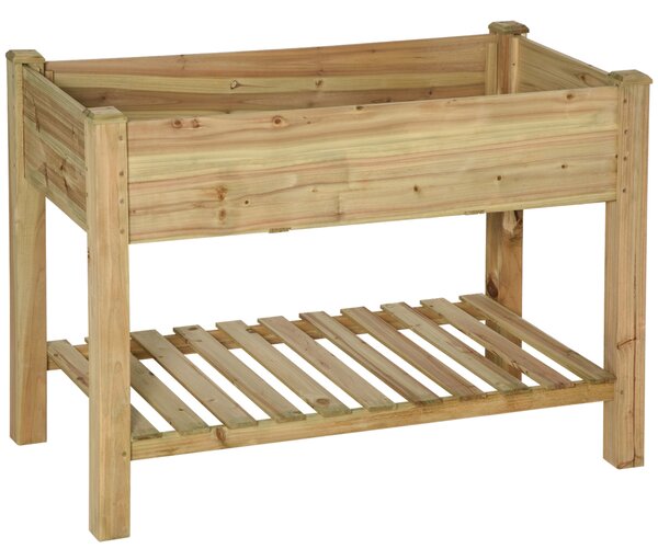 Outsunny Fioriera rialzata con Ripiano di Stoccaggio in Legno, Aiuola quadrata su piedi rialzata, 113 x 56 x 84 cm, verde | Aosom Italy