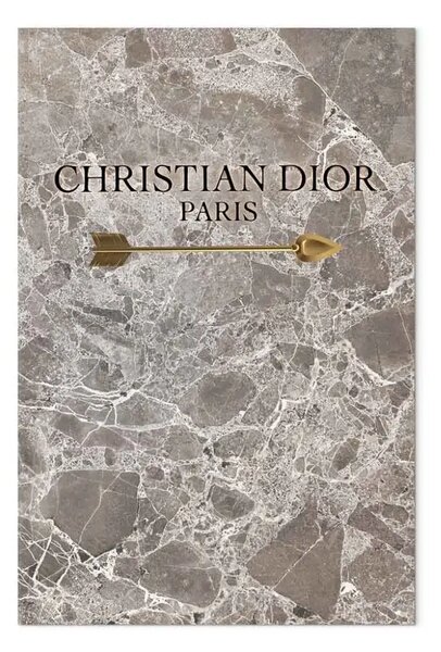 Quadro su tela Christian Dior verticale - logo aziendale su marmo