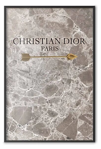 Poster: Christian Dior - scritta in inglese su un astratto sfondo marmoreo