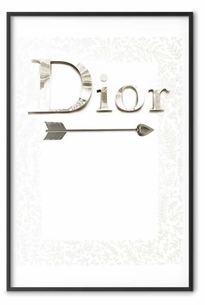 Poster: Dior argentato - scritta inglese, aura su sfondo floreale