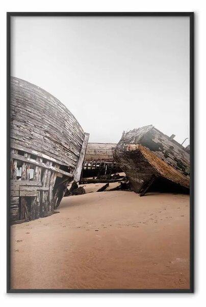 Poster: Barche abbandonate - nave legno sulla spiaggia