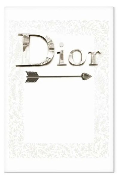 Quadro Dior Argento verticale - scritta in inglese su sfondo bianco