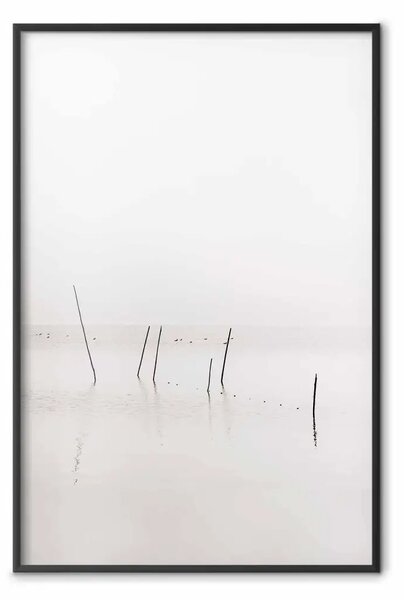 Poster: Sentiero nebbia - bastoni d'acqua su sfondo bianco