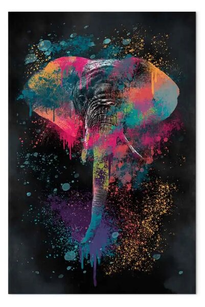 Quadro su tela Safari Vivace - elefante astratto acquerellato