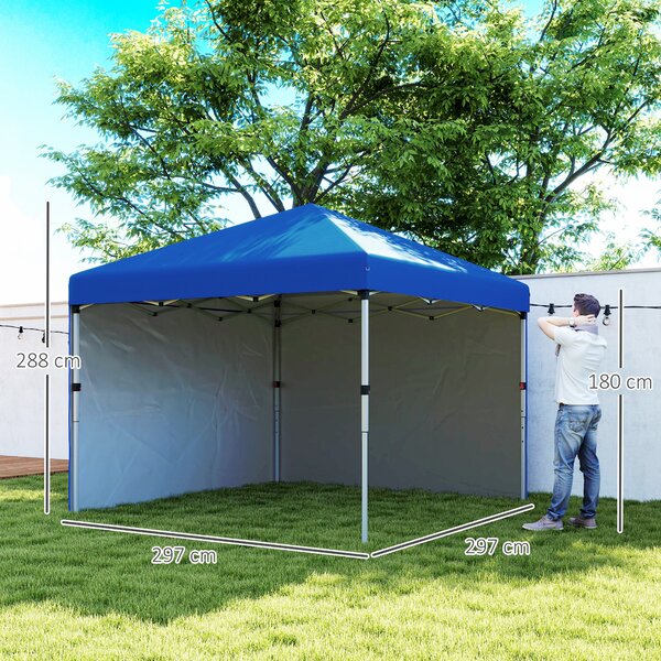 Outsunny Tenda Pieghevole Pop-up 3x3 m con 2 Pareti Laterali Anti-UV Altezza Regolabile Sacchi di Sabbia e Borsa di Trasporto Blu | Aosom Italy
