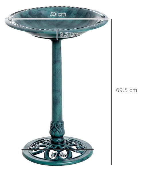 Outsunny Abbeveratoio da Giardino per Uccelli da Esterno con Design Fleur-de-lis e Finitura Invecchiata, Leggero e Resistente, Verde | Aosom Italy