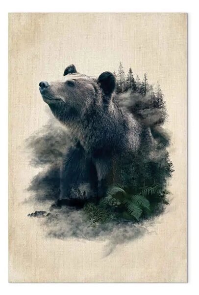 Quadro su tela Valle dell'orso verticale - animale che esce dal bosco