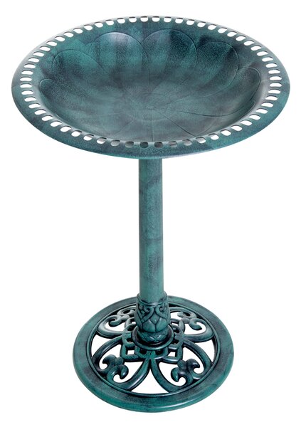 Outsunny Abbeveratoio da Giardino per Uccelli da Esterno con Design Fleur-de-lis e Finitura Invecchiata, Leggero e Resistente, Verde | Aosom Italy