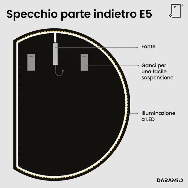 Specchio rotondo con luce LED E5