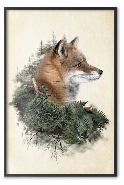Poster: Signor Volpe - animale astratto tra piante