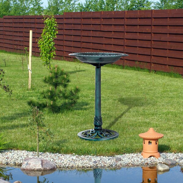 Outsunny Abbeveratoio da Giardino per Uccelli da Esterno con Design Fleur-de-lis e Finitura Invecchiata, Leggero e Resistente, Verde | Aosom Italy