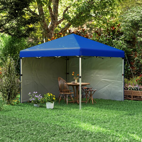 Outsunny Tenda Pieghevole Pop-up 3x3 m con 2 Pareti Laterali Anti-UV Altezza Regolabile Sacchi di Sabbia e Borsa di Trasporto Blu | Aosom Italy