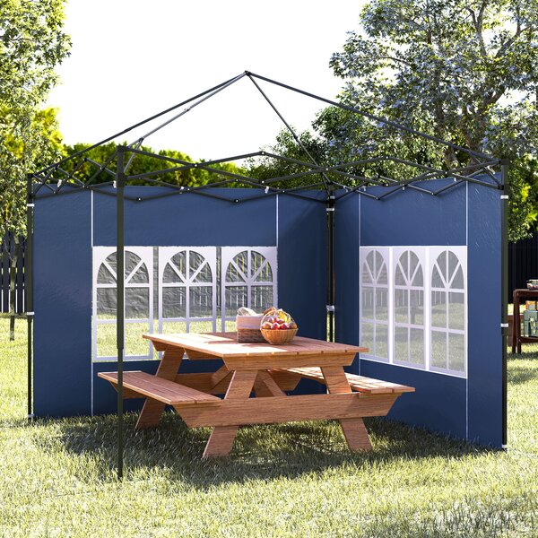 Outsunny Set da 2 teli laterali per gazebo 3x3 3x6 impermeabili con finestra Blu | Aosom Italy