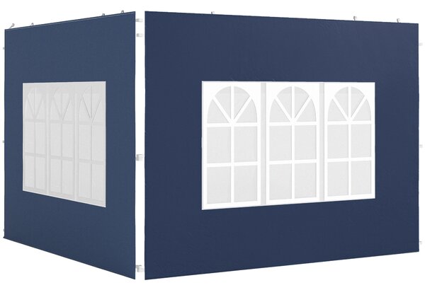 Outsunny Set da 2 teli laterali per gazebo 3x3 3x6 impermeabili con finestra Blu | Aosom Italy