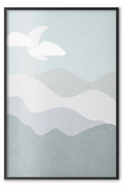 Poster: Notte misteriosa - paesaggio su cielo con luna