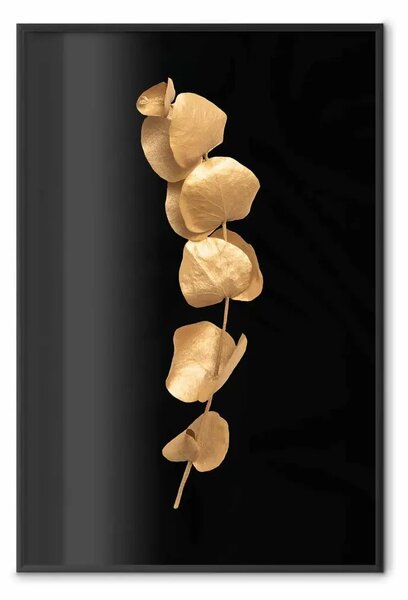 Poster: Meraviglia botanica - foglie dorate su nero