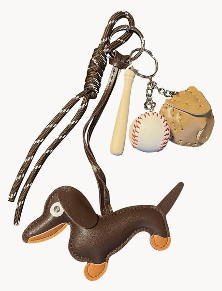 Portachiavi in pelle vegana fatto a mano Baseball