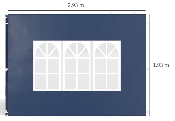 Outsunny Set da 2 teli laterali per gazebo 3x3 3x6 impermeabili con finestra Blu | Aosom Italy