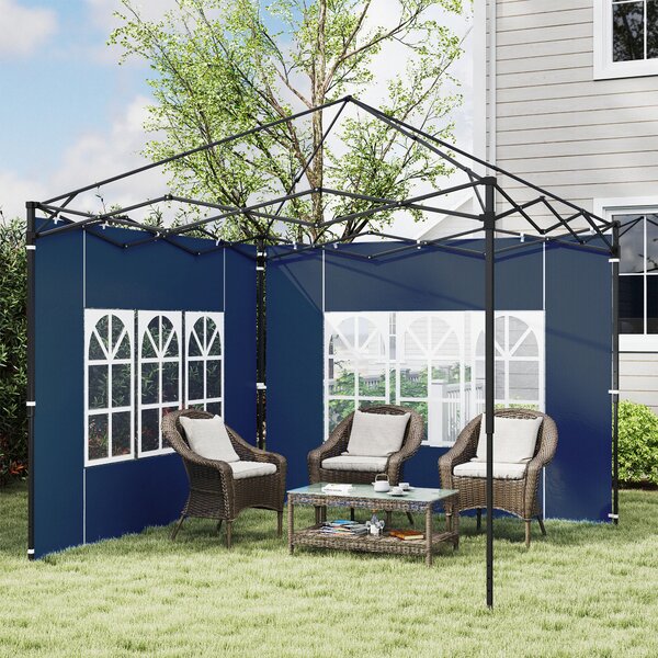 Outsunny Set da 2 teli laterali per gazebo 3x3 3x6 impermeabili con finestra Blu | Aosom Italy